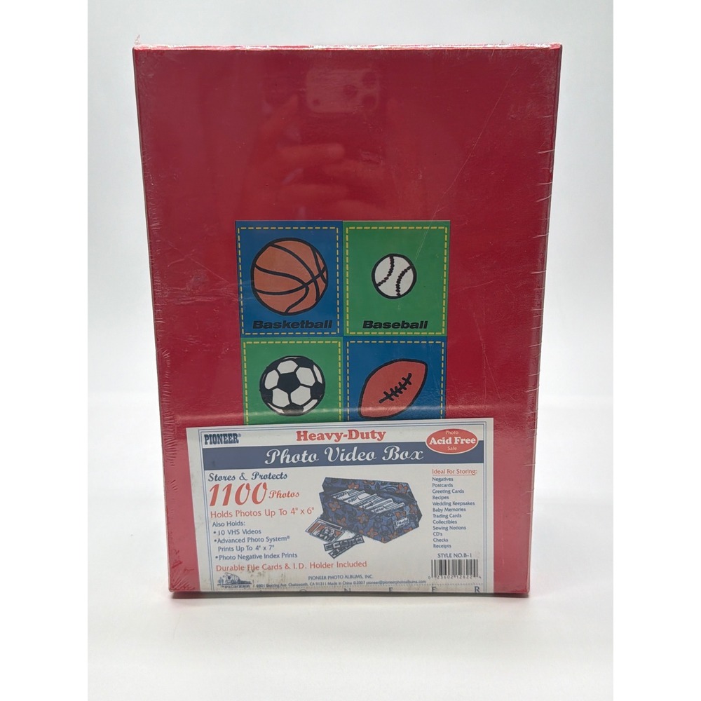 Pioneer Sports Photo Video Storage Box 1100 Capacity Acid Free Red Blue B-1 NEW